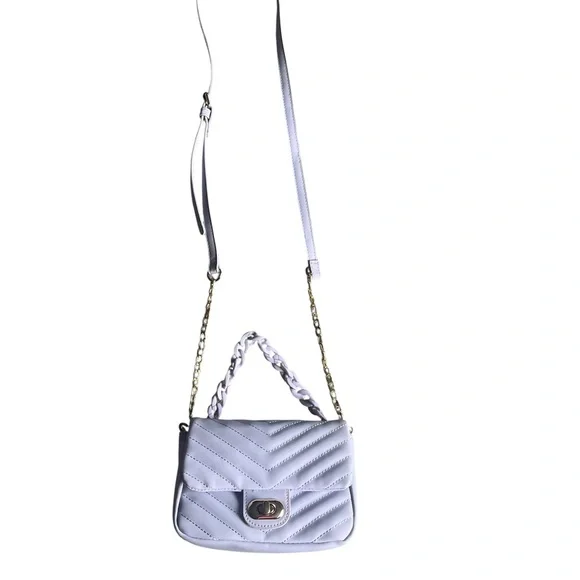 Claire's Pastel Purple Crossbody Bag with Chain Strap and Quilted Design - Picture 3 of 14